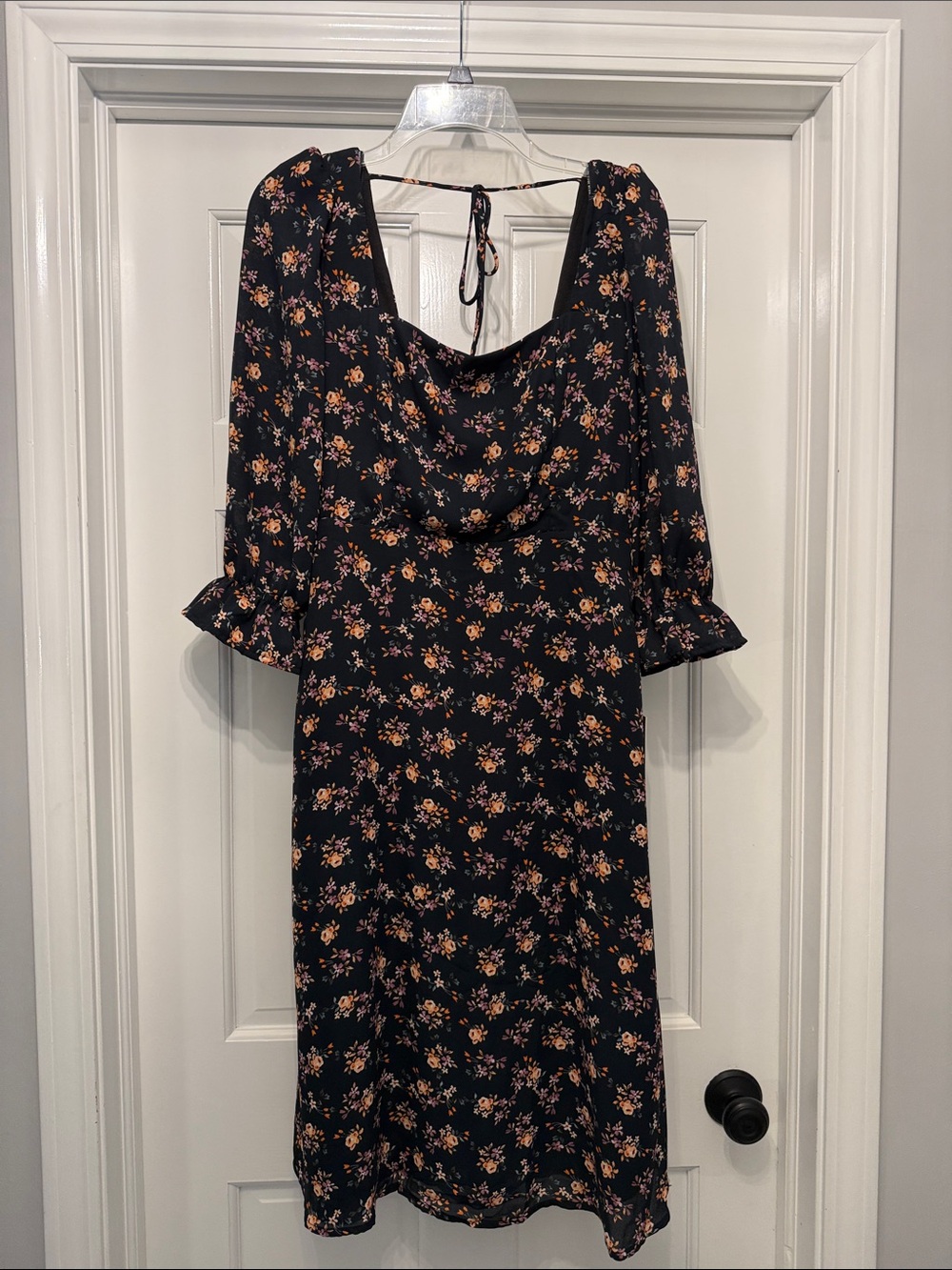 Julia Jordan Floral Puff Sleeve Midi Dress in Navy NWT size 4